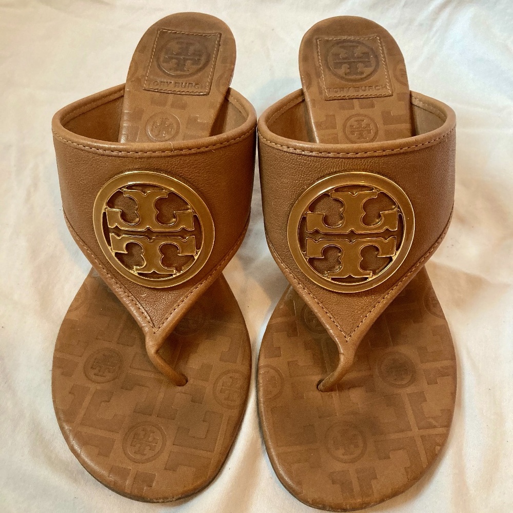 Tory Burch Leather Fete-landed Capra Heeled Sandal